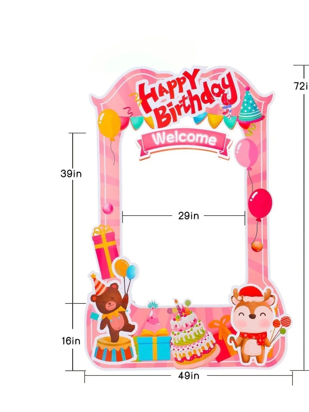 EARTHSON 6 Ft x 4 Ft Happy Birthday Photo Booth Box Frame | Life-Size Party